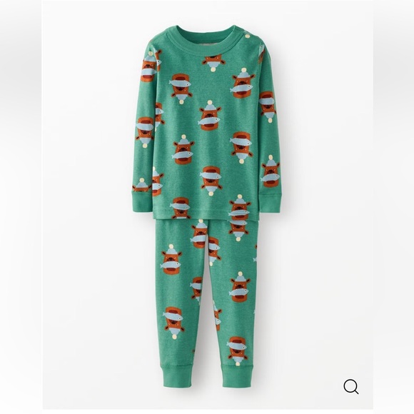 Hanna Andersson Other - *Hanna Andersson Green with Bear Pajama Set* organic* size 6-7